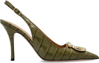 Ferragamo Sara 95 Slingback Pumps - Dames - Pumps - Groen - 37 1/2 EU - Leer - Schoenen