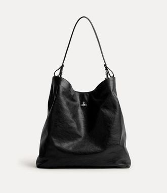 Vivienne Westwood Lottie Large Shoulder Bag Supple Leather Black