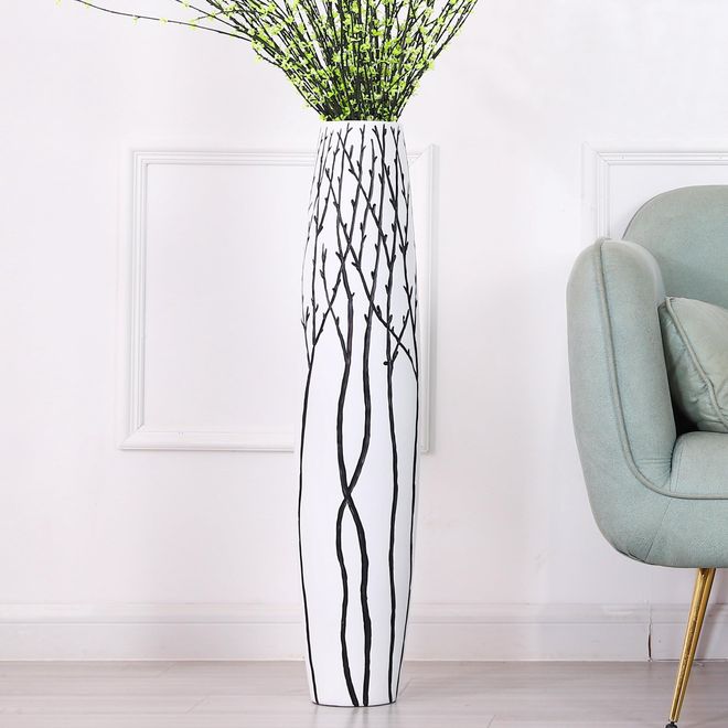Leewadee Große Bodenvase Für Pampasgras Und Blumen, 85 cm hoch, Weiß, Resin ab 124,99 €