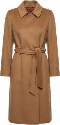 Max Mara Bcollag Jas - Dames - Jas met riem - Bruin - 2XS - Wol - Jassen