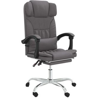 vidaXL Silla De Oficina Reclinable Masaje Cuero Sint&eacute;tico Gris Vidaxl