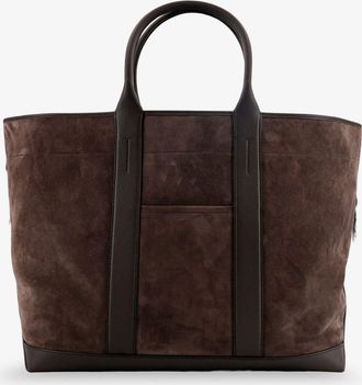 Tom Ford Borsa shopping in suede con logo inciso sul fondo - TOM FORD - gender_Man