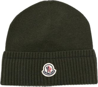 Moncler Logo-patch Ribbed-trim Beanie Hat