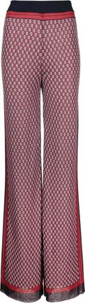 Balmain Blauwe Monogram Check Gebreide Trainingsbroeken - Dames - Wijde Broeken - Veelkleurig - L - Polyester - Broeken