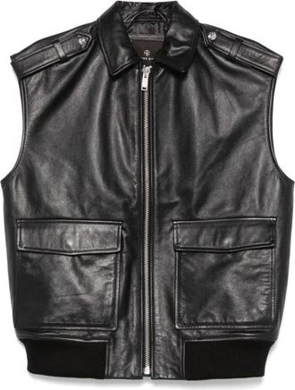 Anine Bing Chaleco de cuero negro con cremallera - Jackets - Mujer - Negro - S