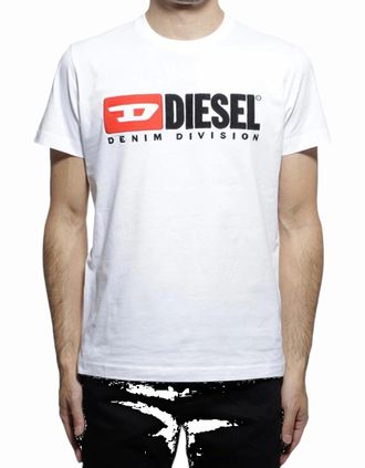 Diesel Mens DIESEL T DIEGO DIVISION Mens T Shirt Short Sleeve Tee Casual Cotton Summer Top - White - Size: 38