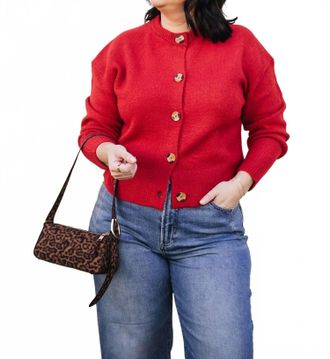 RD Style Long Sleeve Cardigan In Red
