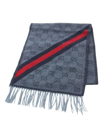 Gucci Wollen sjaal met GG-patroon - Blauw
