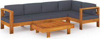 Les Tendances Muebles De Jard&iacute;n Muebles De Exterior Juego De Muebles De 6 Piezas Con Cojines Gris Oscuro Madera De Acacia 020016788