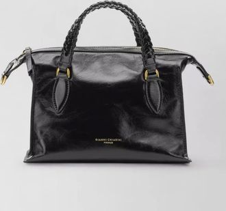 Gianni Chiarini shoulder bag braided handles gold tone hardware detachable strap