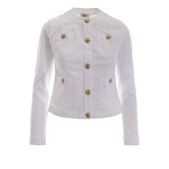 Liu Jo Denim Jackets, female, White, Size: M Giubbino Button