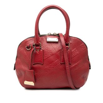 Burberry Pre-owned Burberry Small Heritage Grain Check Embossed Leather Orchard Bowling Bag Ladies 67YBNY08BK0FNUH0