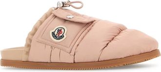 Moncler Womens Pink Fabric Mon Pocket Slippers 51j Flat Shoes