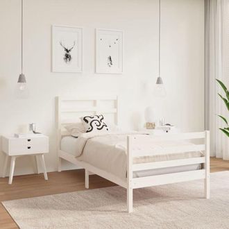 vidaXL Giroletto Bianco in Legno Massello 90x190 cm Single - Vidaxl