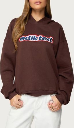 Edikted Sweet Treat Logo Oversize Hoodie in Brown at Nordstrom, Size X-Small