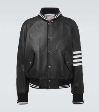 Thom Browne 4-Bar leather bomber jacket