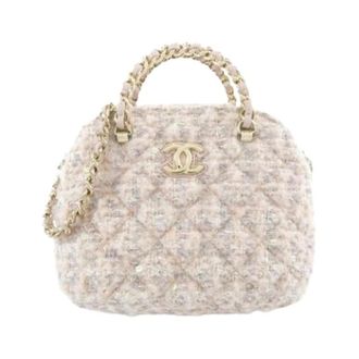 Chanel Pre-owned Vintage Tweed Schoudertas - Dames - Pre-owned - Roze - Maat: ONE Size Tweed
