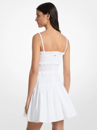 Michael Kors Smocked Cotton Poplin Tank Dress