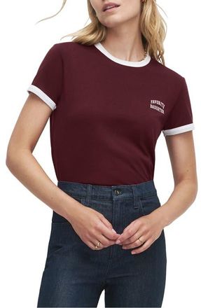 Favorite Daughter Logo Crop Ringer T-Shirt in Burgundy/White at Nordstrom, Size X-Small