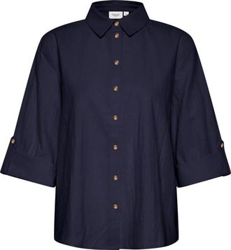 Saint Tropez Zalinda SZ Shirt - Dames - Overhemden - Blauw - S - Katoen - Overhemden