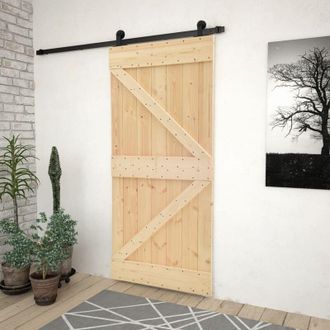 vidaXL Vidaxl - Puerta Corredera Con Herrajes Madera Maciza De Pino 80x210 Cm