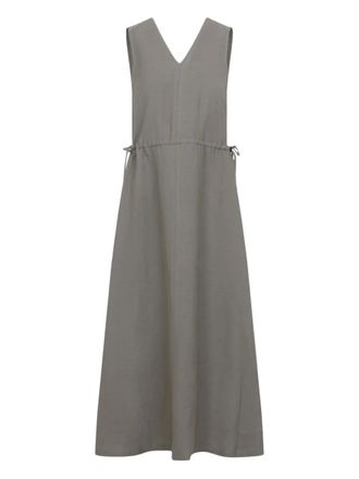 PESERICO V-neck midi dress - women - Linen/Flax/Viscose - 40 - Grey