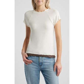 Mango Lettuce Edge Layered Top in Ecru at Nordstrom, Size X-Small