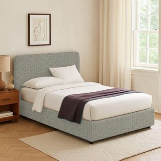 Dmora Cama Individual Slough, Desenfundable, Hecho En Italia, Gris