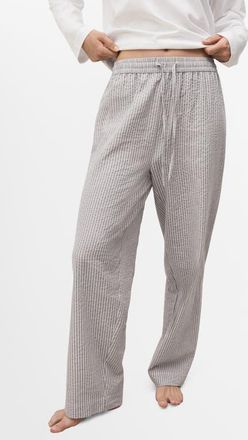 Mango Cotton Seersucker Pajamas in Taupe at Nordstrom, Size Medium