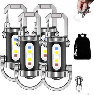 No Brand Llavero Con Linterna Led, 2 Unidades, Resistente Al Agua, Recargable, Multifuncional, 1200 L&uacute;menes, Mini Linterna Recargable, Redonda, Negra