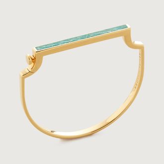 Monica Vinader Gold MV Signature Thin Gemstone Bangle Amazonite