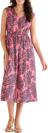 Nic+Zoe Blush of Spring Dierdre Sleeveless Stretch Cotton Midi Dress in Pink Multi at Nordstrom, Size Xx-Large
