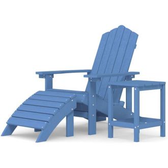 vidaXL Silla De Jard&iacute;n Adirondack Con Reposapi&eacute;s/ Mesa Hdpe Ciano