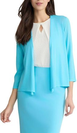 Kasper Self Edge Open Front Cardigan in Aqua Oasis Multi at Nordstrom, Size X-Small