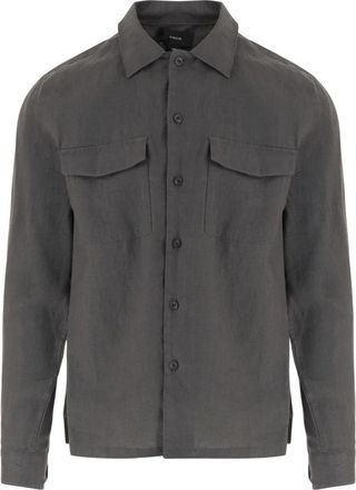 Vince Linen Garage Shirt - Heren - Casual Overhemden - Grijs - 2XL - Linnen - Overhemden