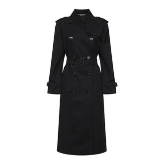 Burberry Trench Coats, female, Black, Size: 3XS Long Waterloo Heritage Trench Coat