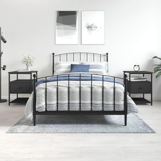 vidaXL Mesitas De Noche 2 Uds Madera De Ingenier&iacute;a Negro 40x42x56 Cm Vidaxl
