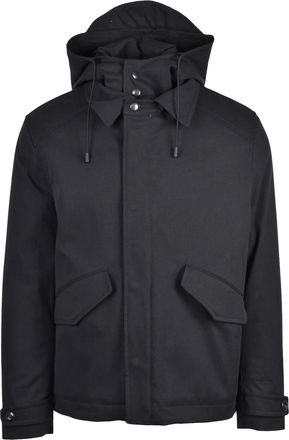 Officina 36 Black Cotton-Blend Removable Hood Jacket