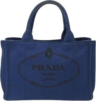 Prada Pre-owned Tote Bags, female, Blue, Size: ONE SIZE Pre-owned Canapa 1Bg439 Tote Bag