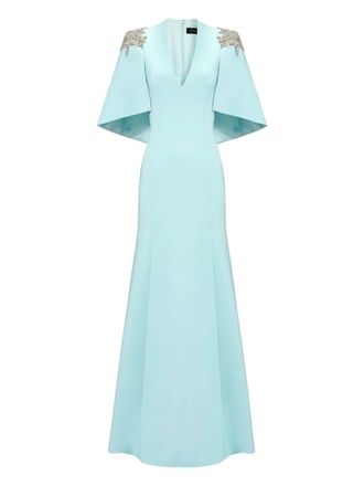 Jenny Packham Abito lungo con strass - Blu