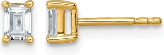 Diamond2Deal 14k Gold 1/2 ctw Lab Grown Diamond Emerald Stud Earrings