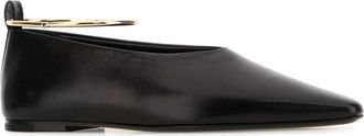 Jil Sander Womens Ballet Flat Black Leather Caprina