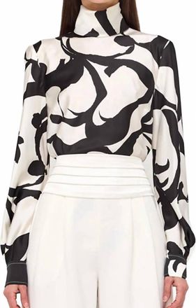 Ronny Kobo Enid Long Sleeve Blouse In Black/ivory