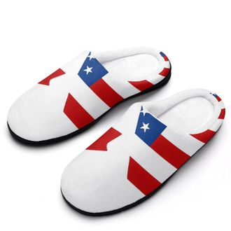 Generic Canada U.S. Flag Mens House Slippers Memory Foam Washable Cotton Slip on Home Shoes