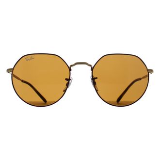 Ray-Ban Round Unisex Matte Havana on Arista Gold Brown RB3565 Jack Metal - One Size