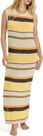 Billabong Those Days Stripe Rib Knit Maxi Dress in White Cap at Nordstrom Rack, Size X-Large