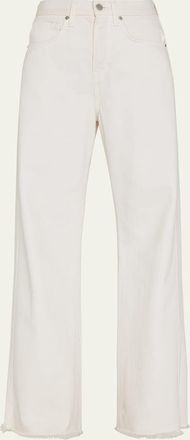 Veronica Beard Taylor High-Rise Wide Frayed Jeans
