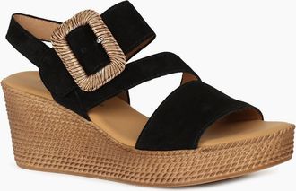 Gabor Womens Embrace Womens Wedge Sandal - Black - Size: 5.5