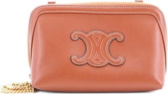 Celine Cuir Triomphe Zip Around Chain Clutch leren crossbodytas - Bruin