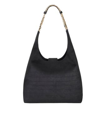 Elisabetta Franchi Womens Hobo Bag Suede Black Main: Polyester Shoulder